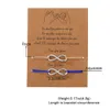 Simple and Personalized Alloy Infinite Symbol Wax Thread Woven Couple Card with Double Peach Heart Bracelet