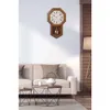 Classic Light Oak Schoolhouse Wall Clock with Chime and Pendulum - Traditional Timepiece for Home or Office Decor - Vintage Style