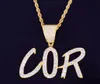 AZ Custom Name Gold Tennis Chain Men039s Letters Halsband Pendant Zircon Hip Hop smycken med 3 mm repkedja7467971