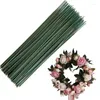 Fleurs décoratives 100pcs Green Floral Fil Artificial Flower Tige Branches Twigs Iron Diy Paper Stub Accessoire