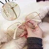 선글라스 한국 스타일의 대형 정사각형 반 푸른 빛 안경 패션 반짝이 금속 프레임 안경 안경 안경 광경