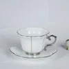 Cups Saucers Creative Ceramic Coffee Cup And Saucer With Gold Line Porcelain Tea Mug Classic Drink Gift