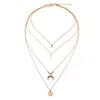 Popular Fashion and Personalized New Multi Layered Moon Circle Pendant Womens Necklace Set