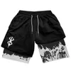 Y2K Summer Men Streetwear Anime Berserk Oversize Active Athletic Gym Short Pants Training Fitness Workout Track Shorts Clothes 240401