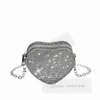 Glanzende kinderen Rhinestone Love Heart Handtassen meisjes metalen ketting enkele schoudertas kinderen prinses crossbody tassen z7692