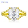 Clusterringen Joodpisode 18k gele goudkleur 8x10mm Radiant Cut 5a Zirkon voor vrouwen man 925 Sterling Silver Anniversary Sieraden