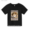 Kläder sätter nya One Pieces Tshirt Kids Fans presentkläder Girls Tshirt Baby Boys Luffy T-shirt Summer T Kort ärm T240415