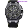 Orologio da polso AP Highend Royal Oak Offshore Serie 26420ce Black Plate Giallo Ago Giallo Stripe Incisione Automatico MENSE MECCANICA Orologi 43mm