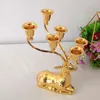 Candle Holders Plated Metal Luxury Reindeer Shape Stand 6-Arms Decorative Stick Zinc Alloy