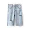 Pantalones cortos de jeans para mujeres pantalones mujeres verano vintage azul delgado denim corta de moda coreana casual motociclista 2024