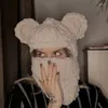 Boinas urso chapéu panda cabeça PO Props Ano de grossa adultos de Halloween crianças tricotes chenille yarn y2k pescoço quente