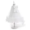 Girl Dresses Female Baby Wedding Pink Dress Pure Gown For Girls Lace Back Hem Trailing Acting Activities Evening