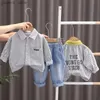 Zestawy odzieży Spring Causal Cait Baby Boys Cartoon Strips Spodnie 2pcs/Set Dzieci Odzież Dzieci Niemowlęta odzież sportowa 0-5 lat