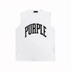 purple brand vest mens designer t shirts trendy fashion shorts breathable sleeveless BPUR079 Solid color curved letter printed vest vest size S-XXL