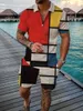 Heren Summer Tracksuit Sports Pak Men Set 3D Gedrukt Casual korte mouw T -shirt Rapel Zip Polo mannelijke kleding Jogging 240402