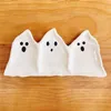 Borden 1 stuk witte Halloween persoonlijkheid creatieve keramische plaat fruit snack eenvoudige handgeschilderde hoge temperatuur