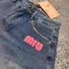 Projektant MM Home 24ss Nowy ręcznik 3D Haftowany litera Wash Water Denim Shorts