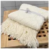 Filtar inya chunky stickad filt beige mjuk tofs plädvikt för säng hem dekorativ soffa kastar industriell stil väv
