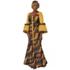 Afrykańskie drukowane sukienki damskie długie sukienki z chustami na głowę modne odzież, wy2347