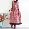 Casual Dresses Women's Elegant Printed Long Dress Summer TurnDown Collar Full Sleeve Maxi Ladies A-line Pleated Ruffles Female