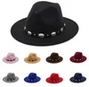 British Style Wool Jazz Cap Hat For Women Vintage Utumn Winter Ladies Fedora Hats With Metal Belt Female Wide Brim Hats GH2181051605