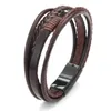 Other Bracelets Delysia King Trendy Leather Braided Bracelet Alloy Magnetic Clasp Bracelets for MenL240415