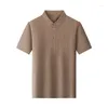 Männer Polos 2024 nahtlos gestreiftem gedruckten Sommerpolo-Shirts Luxus Kurzarm Hochelastizität Geschäfte lässig männliche T-Shirts