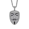 V per un ciondolo di maschera di vendetta con collana hip hop zircone288z