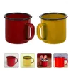 Mugs 2 Pcs Fall Decor Colored Enamel Mug Small Water Cup Drinking Coffee Tea Cups Juice Travel Enameled