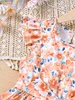 Girl's Dresses Girls Summer New Product Big Childrens Dress With Small Flying Sleeves Design For Leisure Vacation Style Flower Print Dress Y240415