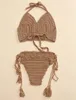 Женские купальники 2024 Высокая талия две куски бикини набор для купальника женская женская женская пляжная одежда купая боковая шнурок