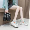 Buty zwykłe Fujin 6 cm Air Mesh oryginalne skórzane letnie kobiety vulcanize oddychające platforma klinowy Chunky Sneaker Hollow Lace Up