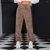 Calça feminina feminino feminino de baixo para as mulheres aconchegam astúcias de pistas altas da cintura com faixas de tornozelo elástico à prova de frio para outono