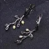 Kolczyki Dangle Tryping Natural Amethyst Biżuteria 925 Srebrne drzewo dla kobiet