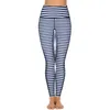 Aktive Hosen Marine Blau und weiße Linie Leggings mit Taschen Streifen Yoga Push Up Training Legging ästhetische Schnelltrocknentrenzblätter