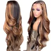 Destaque Human Human Human Brasilian Guleless Honey Full Blonde Colored Human Hair Wigs for Women Lace Front Wig