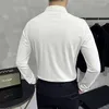 Men's Casual Shirts Men Shirt High Stretch Long Sleeve Luxury Business Solid Color Man Blouse Groom Tuxedo Camisa Casuall Clothing 2024