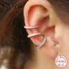 Roxi 925 Sterling Silver Small Ear Cuff Clip på örhängen för kvinnor som inte är genomborrade örhängen Geometrisk C -form öronkuff wrap232k