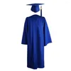 Clothing Sets 2024 University Graduates Academic Gown Tassel Hat Zipper V Neck High School Bachelor Dress Student Graduation Costume