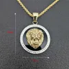 Hip Hop Charm Out Bling Golden Lion Head Wisianty Naszyjniki Mężczyzna Złoty Kolor Złotego Kolor Stal nierdzewna Łańcuch Rock Prezent dla mężczyzn H271W