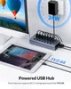 USB3.0 Hub Aluminum Industrial 7-Port Splitter Split Switch with 12v Power Adapter for Macbook Mobile Phone Tablets 240314