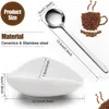 Tea Trays Ceramic Scoop Coffee Bean With Stainless Spoon White Powder Dosing Bowl Set For Matcha