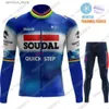 Jersey de ciclismo Sets Soudal STEP rápido Equipo de invierno 2024 Cycling Jersey Clothing Set Termal Fece World Champion Long seve Pants Bib Bik Bike MTB L48