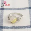 Cluster Rings 925 Sterling Silver Round Classic Sparkling Yellow Opal Stones Created Finger for Women Engagement Wedding Party