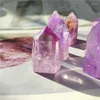 Dekorativa figurer Naturliga Amethyst Crystal Hexagon Wand Single Point Healing Stone Tower för dekoration