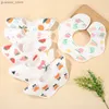 Bibs Burp -Tücher Baby Fütterung sabbere Lätzchen weiche Baumwolle Gaze Schnappknopf Burp -Tücher Süßes Druckmuster Jungen Jungen Mädchen Speichel Handtuch Baby Latze Y240415y240417lme7