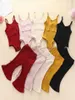 Babykleding Kinderkleding Sets Girls Zomer Solid artikel Pit Rompers Flare Pants Pakken Kind Mouwloze Sling Jumpsuit Suit M2386159519