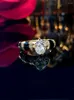 Cluster Anneaux 2024 Drop vitrage en forme d'oeuf en forme de diamant blanc cassé 925 Ensemble d'anneau en argent sterling avec bijoux de mariage à haut carbone