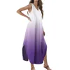 Abiti casual Donne 2024 Summer Summer Sliew Dress Abito lungo Stampa senza maniche Viele a V sul collo Maglietta Maxi Fashion Simple Simple