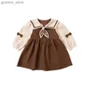 Mädchenkleider Herbst Frühling Mädchen Kleid Kind Mädchen 2-9 y Kinder Prinzessin Kaninchen Ohr Kragen Süßes Stil Kleid Kostüm Kleinkind Baby Mädchen Kleidung y240415y240417rxny